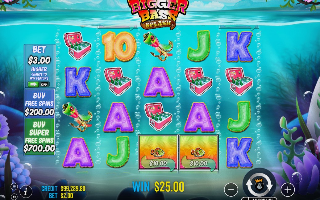 Base game grid with fish symbols and money values