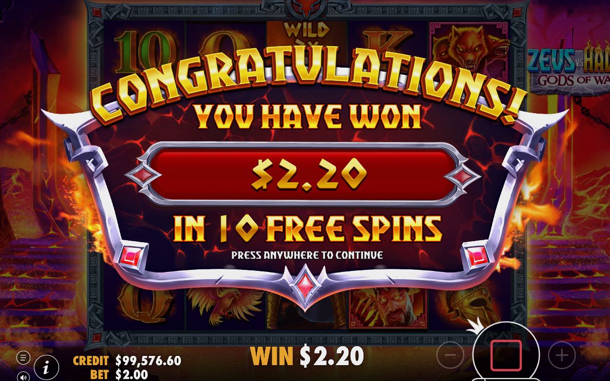 Win screen showing a line paid on the 15 paylines